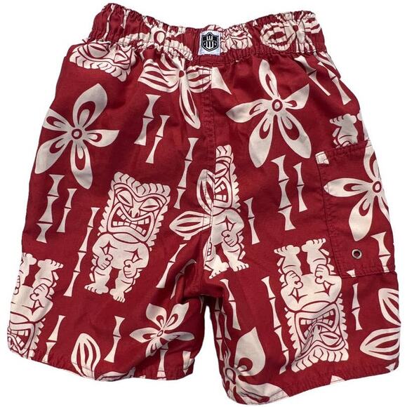 Wes & Willy Kids Toddler Swim Trunks Retro Tiki Print Size 3T Rust Cream - Picture 2 of 5